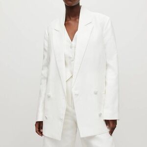 NWT ALLSAINT Petra Linen Blend White Oversized Blazer in Size 4